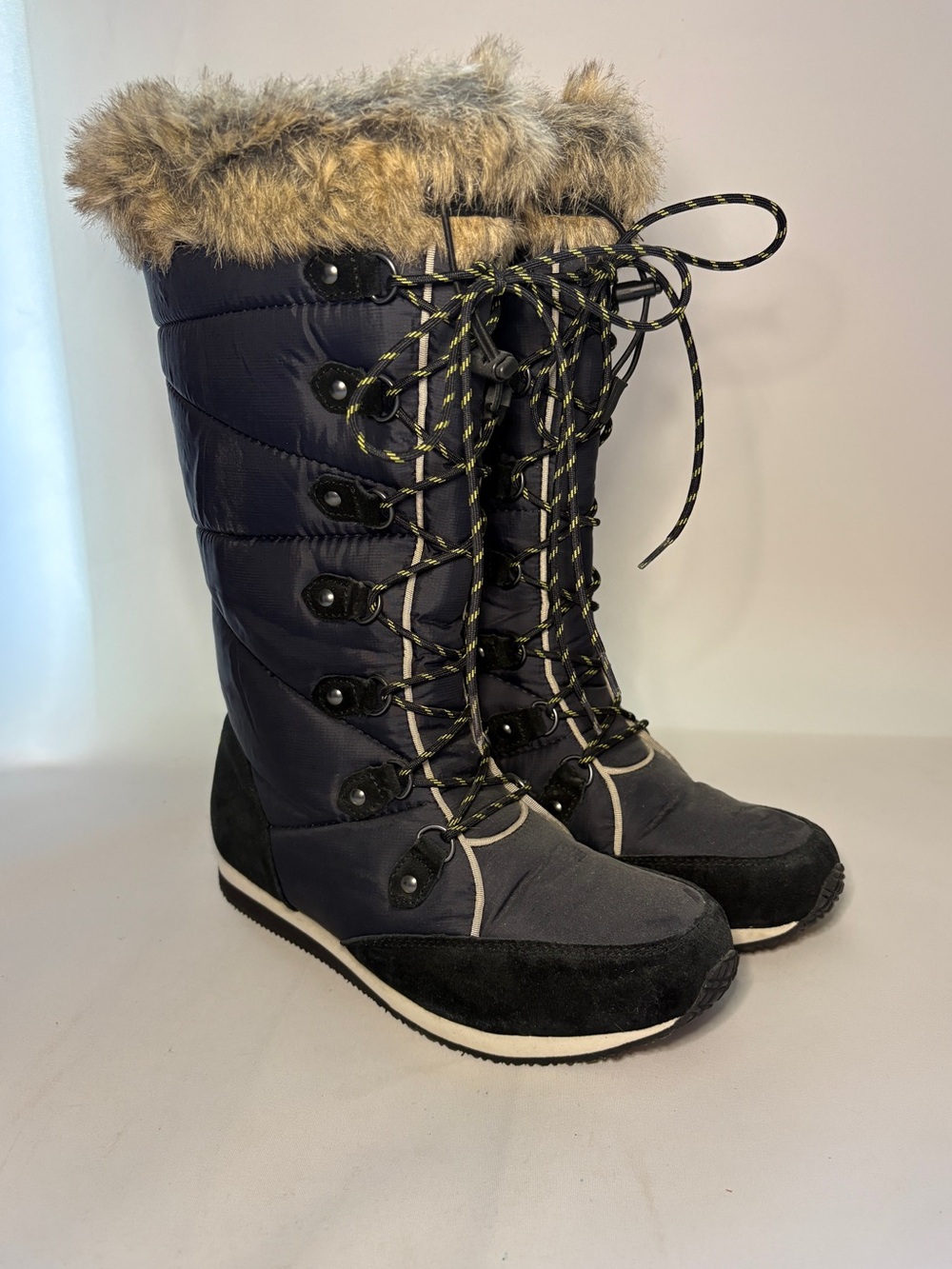 L.L. Bean Carrabassett Women’s‎ Snow Boots Size 8 Black Fur Trim Waterproof NEW
